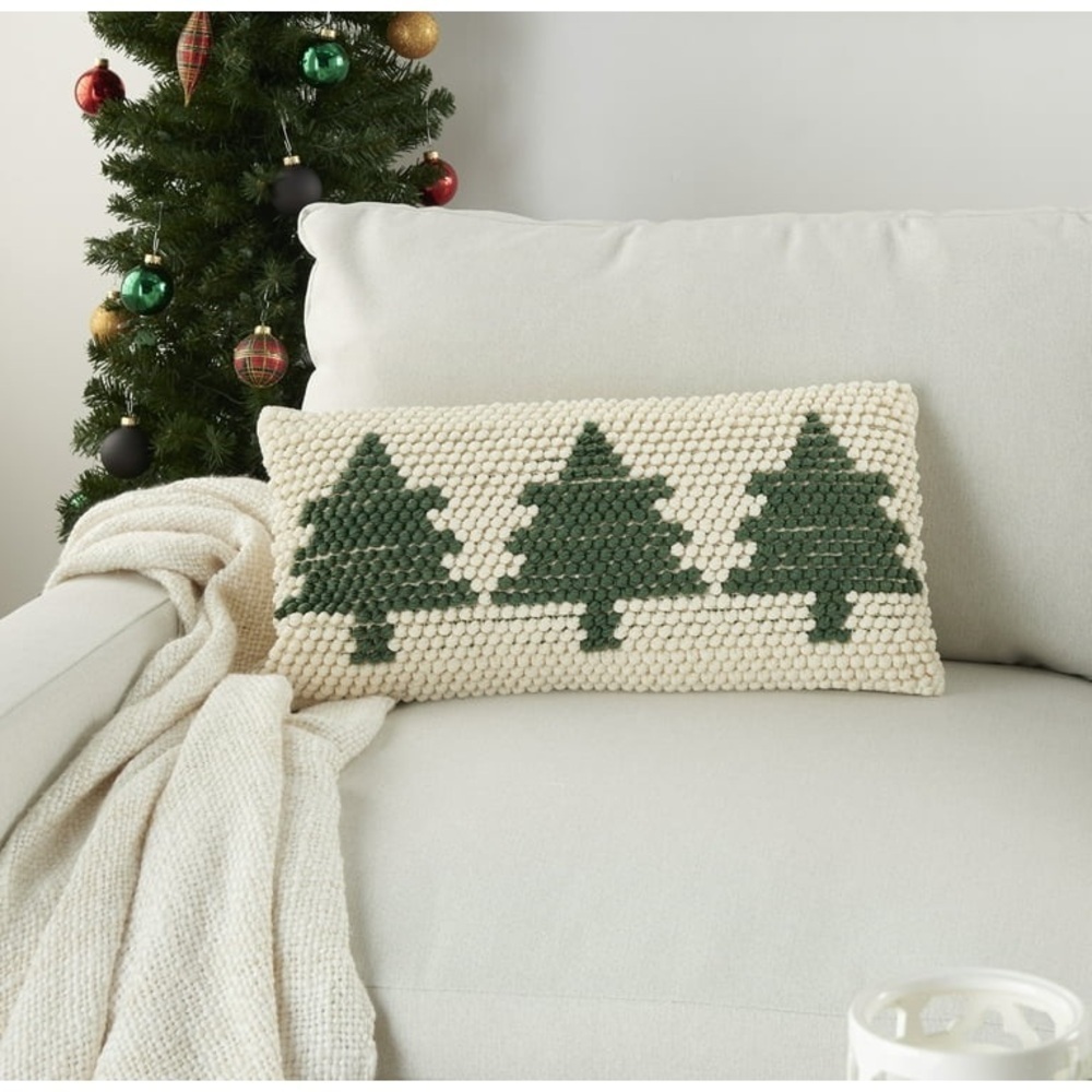 Mina Victory Home For The Holidays 3 Christmas Tree Throw Pillow 12 in x 24 in - Picture 7 of 7